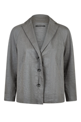 Annette Gortz Linen Blend Cropped Single Breasted Blazer in Anthracite Grey Vancouver. Shop Online or in Store.