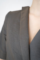 Annette Gortz Linen Blend Short Sleeve Dress in Anthracite Grey Vancouver. Shop Online or in Store.