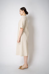 Annette Gortz Linen Blend Short Sleeve Dress in Off-White Vancouver. Shop Online or in Store.
