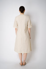 Annette Gortz Linen Blend Short Sleeve Dress in Off-White Vancouver. Shop Online or in Store.