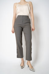 Annette Gortz Linen Blend Tapered Pants with Slit Hem in Anthracite Grey Vancouver. Shop Online or in Store.