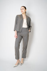 Annette Gortz Linen Blend Tapered Pants with Slit Hem in Anthracite Grey Vancouver. Shop Online or in Store.