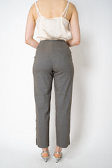 Annette Gortz Linen Blend Tapered Pants with Slit Hem in Anthracite Grey Vancouver. Shop Online or in Store.