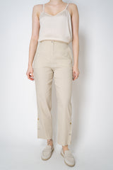 Annette Gortz Linen Blend Tapered Pants with Slit Hem in Off-White Vancouver. Shop Online or in Store.