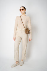 Annette Gortz Linen Blend Tapered Pants with Slit Hem in Off-White Vancouver. Shop Online or in Store.