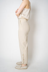 Annette Gortz Linen Blend Tapered Pants with Slit Hem in Off-White Vancouver. Shop Online or in Store.