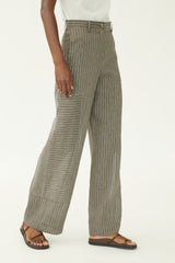 Annette Gortz Linen Blend Wide-Leg Striped Pants in Grey Vancouver. Shop Online or in Store.