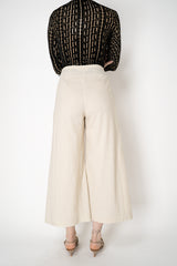 Annette Gortz Linen Blend Wide Leg Culotte Trousers in Beige Vancouver. Shop Online or in Store.