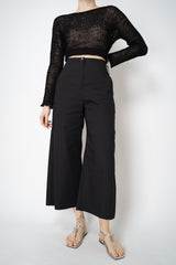 Annette Gortz Linen Blend Wide Leg Culotte Trousers in Black Vancouver. Shop Online or in Store.