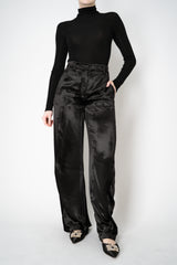 Annette Gortz Liquid Drape Barrel Effect Velvet Trousers in Black Vancouver. Shop Online or in Store.