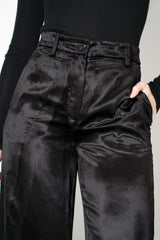 Annette Gortz Liquid Drape Barrel Effect Velvet Trousers in Black Vancouver. Shop Online or in Store.