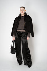Annette Gortz Liquid Drape Barrel Effect Velvet Trousers in Black Vancouver. Shop Online or in Store.