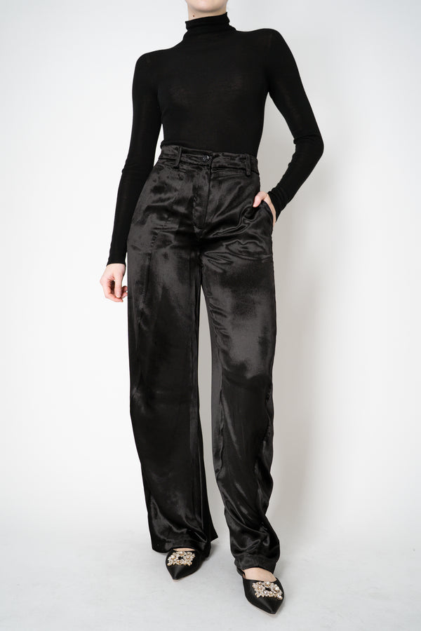 Annette Gortz Liquid Drape Barrel Effect Velvet Trousers in Black Vancouver. Shop Online or in Store.
