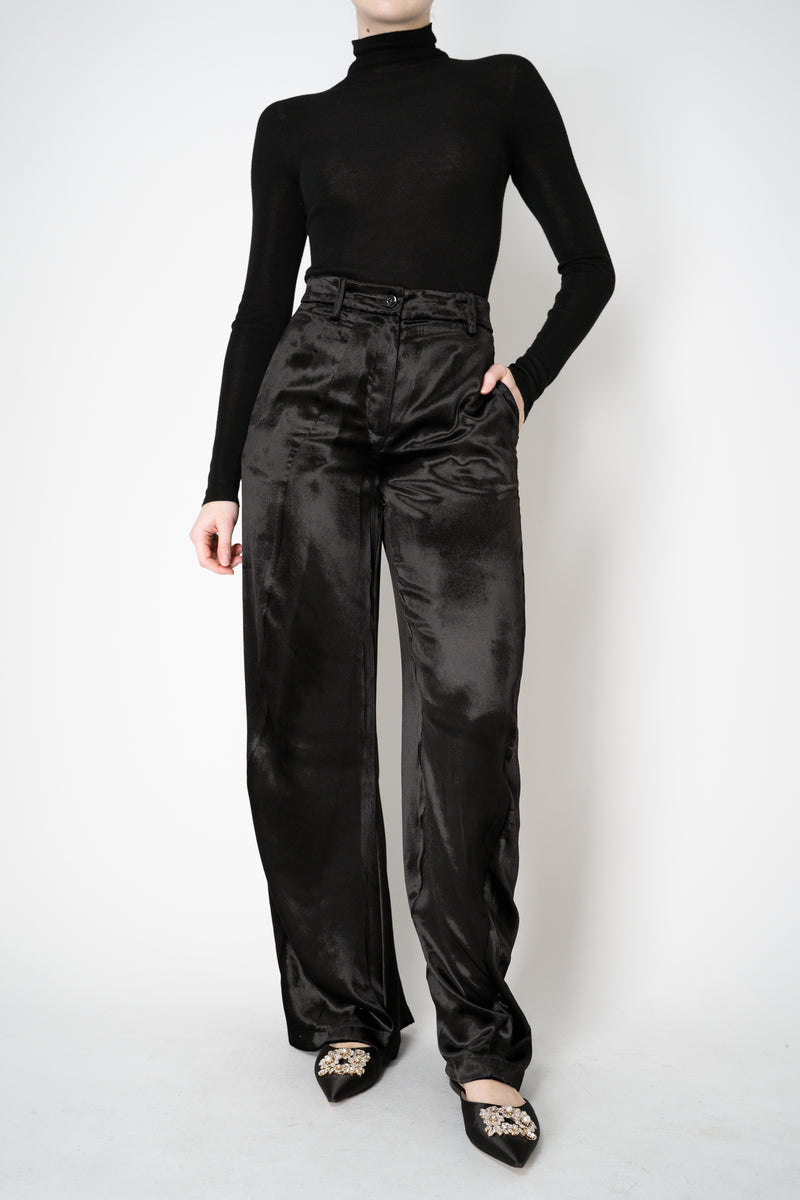 Annette Gortz Liquid Drape Barrel Effect Velvet Trousers in Black Vancouver. Shop Online or in Store.
