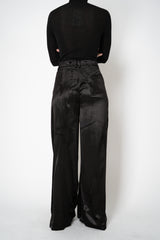 Annette Gortz Liquid Drape Barrel Effect Velvet Trousers in Black Vancouver. Shop Online or in Store.