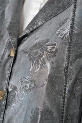 Annette Gortz Long A-line Brocade Intarsia Floral Motif Jacket in Silver Vancouver. Shop Online or in Store.