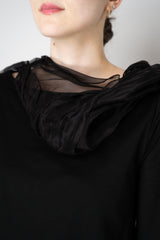Annette Gortz Long Sleeve Jersey Top with Layered Crumple Organza Neckline in Black Vancouver. Shop Online or in Store.