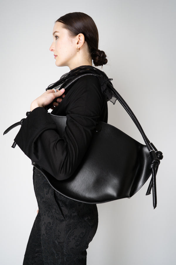 Annette Gortz Medium Boat Leather Shoulder Tote in Black Vancouver. Shop Online or in Store.