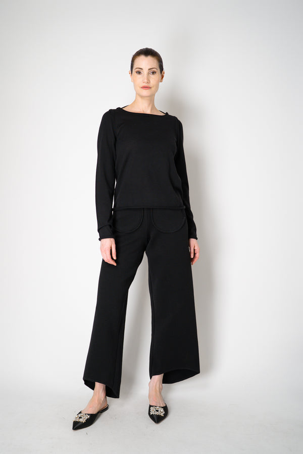 Annette Gortz Merino Wool Smooth Knit Double Layer Pullover in Black Vancouver. Shop Online or in Store.