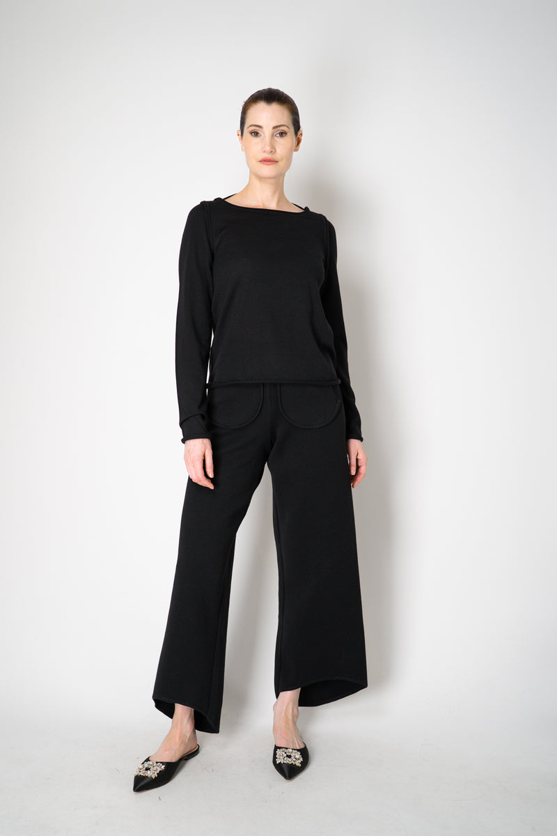 Annette Gortz Merino Wool Smooth Knit Double Layer Pullover in Black Vancouver. Shop Online or in Store.