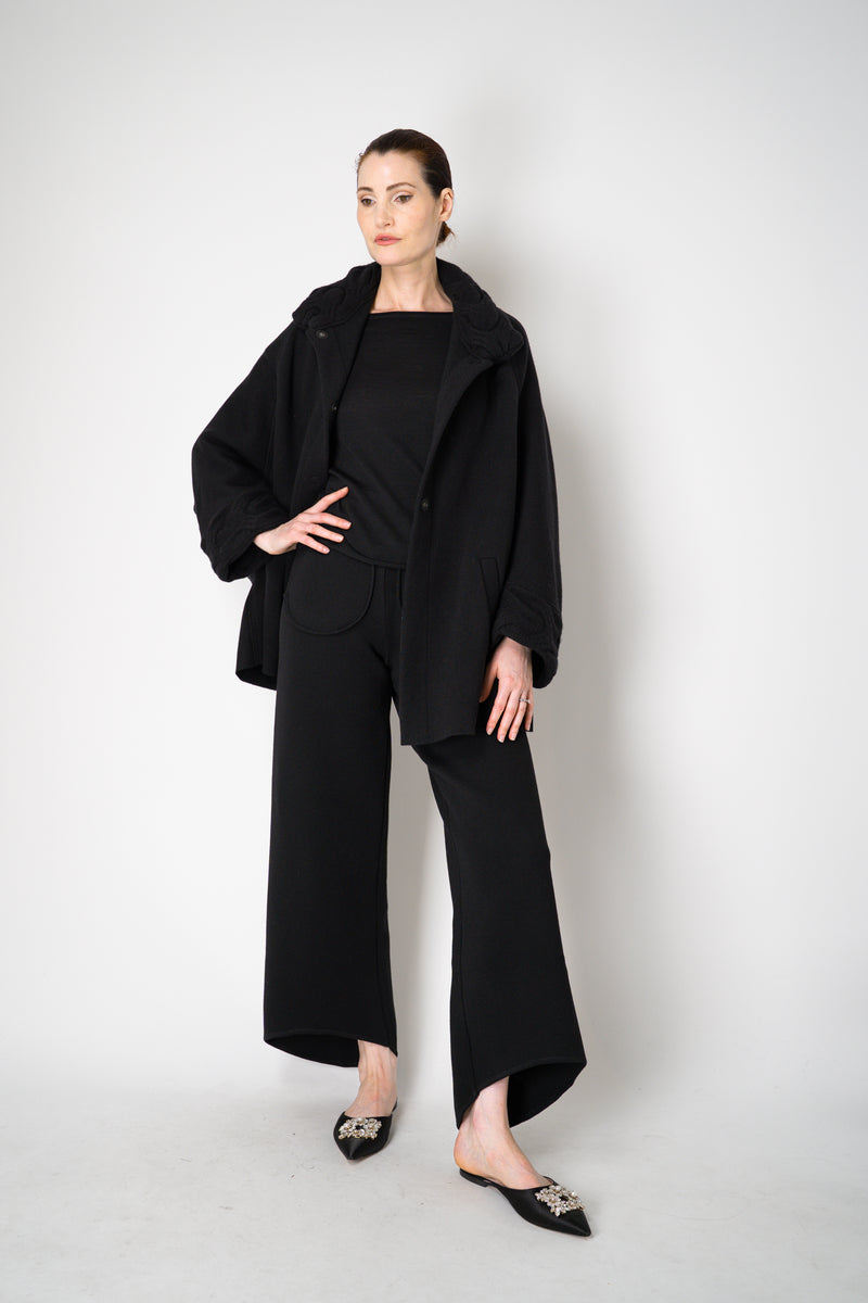 Annette Gortz Merino Wool Smooth Knit Double Layer Pullover in Black Vancouver. Shop Online or in Store.