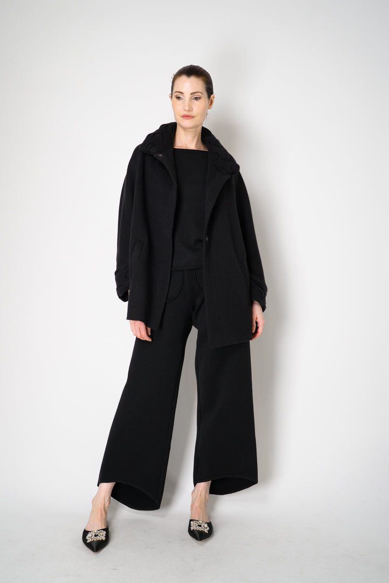 Annette Gortz Merino Wool Smooth Knit Double Layer Pullover in Black Vancouver. Shop Online or in Store.