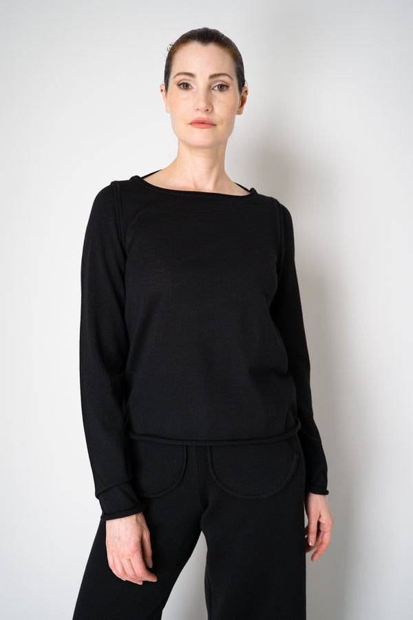 Annette Gortz Merino Wool Smooth Knit Double Layer Pullover in Black Vancouver. Shop Online or in Store.