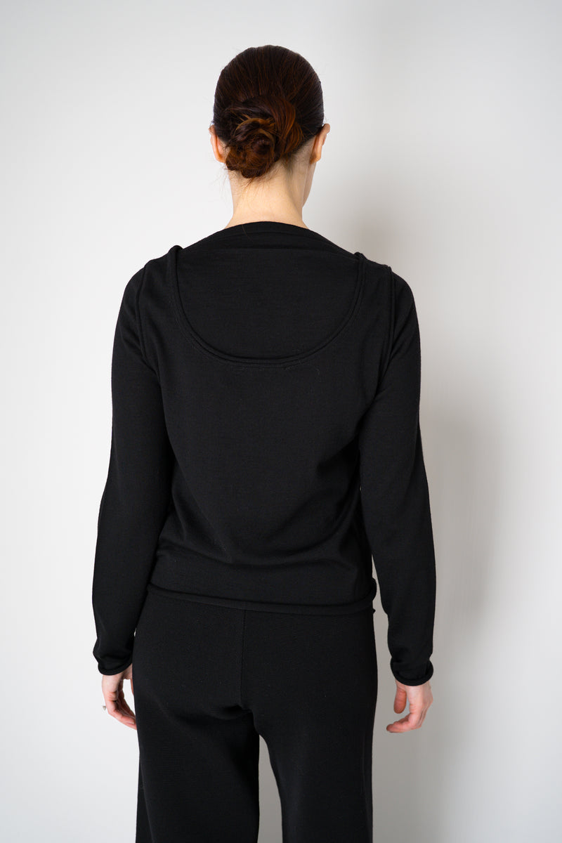 Annette Gortz Merino Wool Smooth Knit Double Layer Pullover in Black Vancouver. Shop Online or in Store.
