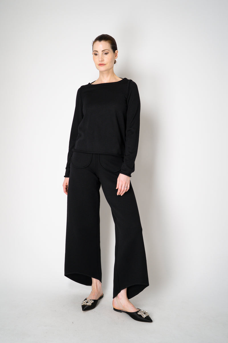 Annette Gortz Merino Wool Smooth Knit Double Layer Pullover in Black Vancouver. Shop Online or in Store.