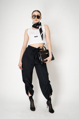 Annette Gortz Pull-On Style Viscose Trousers with Snap Adjustable Length in Black Vancouver. Shop Online or in Store.