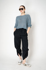 Annette Gortz Pull-On Style Viscose Trousers with Snap Adjustable Length in Black Vancouver. Shop Online or in Store.