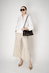 Annette Gortz Relaxed A-line Cotton Poplin Blouse with Open Notch Collar in White Vancouver. Shop Online or in Store.