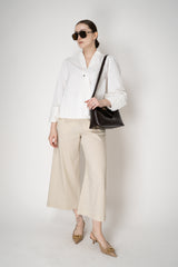 Annette Gortz Relaxed A-line Cotton Poplin Blouse with Open Notch Collar in White Vancouver. Shop Online or in Store.