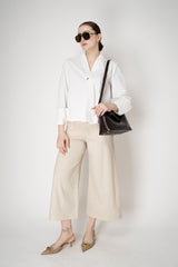 Annette Gortz Relaxed A-line Cotton Poplin Blouse with Open Notch Collar in White Vancouver. Shop Online or in Store.