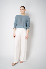 Annette Gortz Silk Knit Open Work Sweater in Blue Vancouver. Shop Online or in Store.