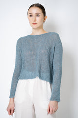 Annette Gortz Silk Knit Open Work Sweater in Blue Vancouver. Shop Online or in Store.