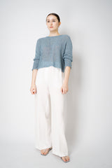 Annette Gortz Silk Knit Open Work Sweater in Blue Vancouver. Shop Online or in Store.