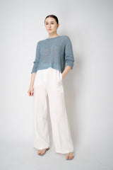 Annette Gortz Silk Knit Open Work Sweater in Blue Vancouver. Shop Online or in Store.