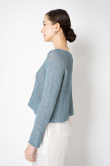 Annette Gortz Silk Knit Open Work Sweater in Blue Vancouver. Shop Online or in Store.