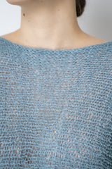 Annette Gortz Silk Knit Open Work Sweater in Blue Vancouver. Shop Online or in Store.