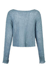 Annette Gortz Silk Knit Open Work Sweater in Blue Vancouver. Shop Online or in Store.