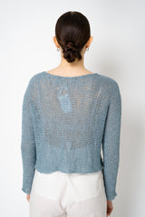 Annette Gortz Silk Knit Open Work Sweater in Blue Vancouver. Shop Online or in Store.