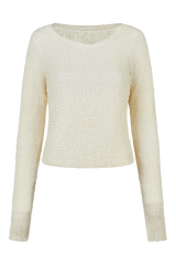 Annette Gortz Silk Knit Open Work Sweater in White Vancouver. Shop Online or in Store.
