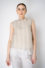 Annette Gortz Sleeveless Layered Top with Organza Appliqué in Beige Vancouver. Shop Online or in Store.