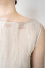 Annette Gortz Sleeveless Layered Top with Organza Appliqué in Beige Vancouver. Shop Online or in Store.