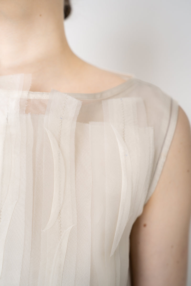 Annette Gortz Sleeveless Layered Top with Organza Appliqué in Beige Vancouver. Shop Online or in Store.