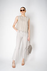 Annette Gortz Sleeveless Layered Top with Organza Appliqué in Beige Vancouver. Shop Online or in Store.
