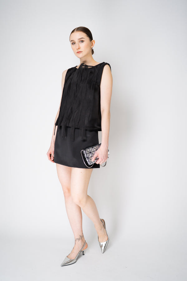 Annette Gortz Sleeveless Layered Top with Organza Appliqué in Black Vancouver. Shop Online or in Store.