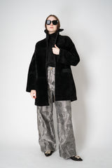 Annette Gortz Straight Leg Brocade Intarsia Floral Motif Trousers in Silver Vancouver. Shop Online or in Store.