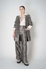 Annette Gortz Straight Leg Brocade Intarsia Floral Motif Trousers in Silver Vancouver. Shop Online or in Store.